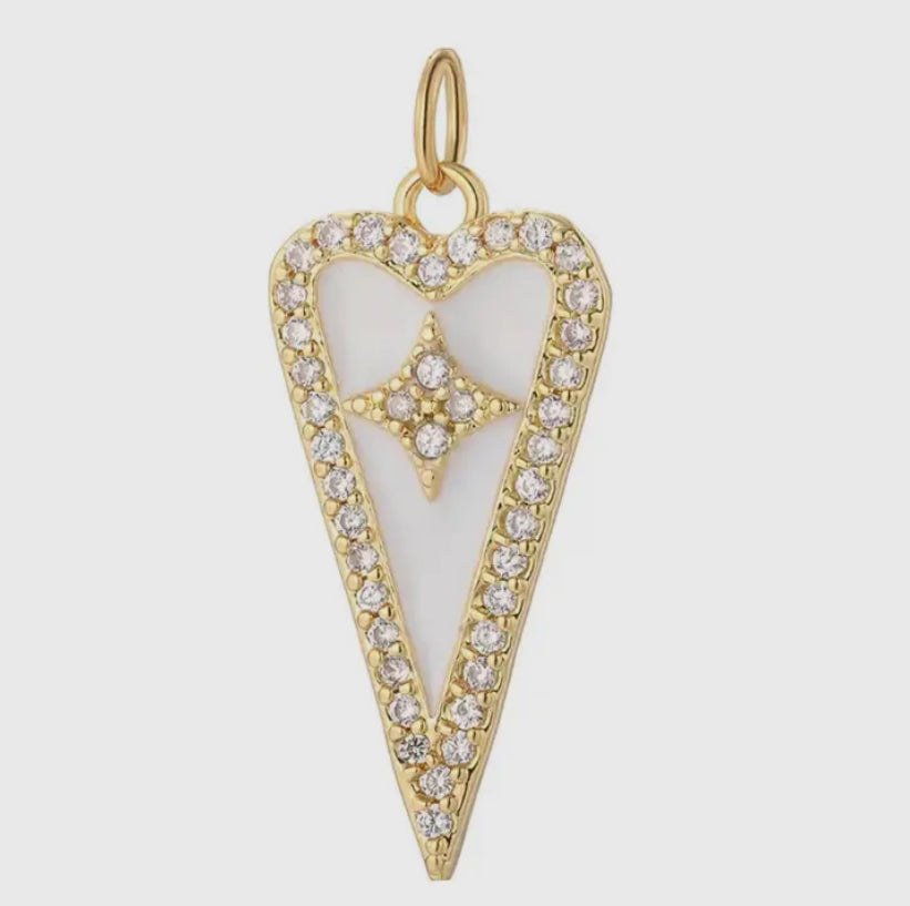 Tall White Heart Charm