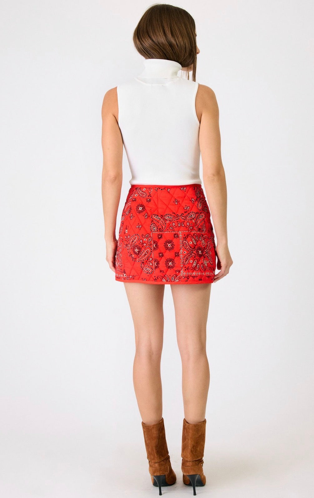 Mae Mini Skirt in Tomato Red Bandana