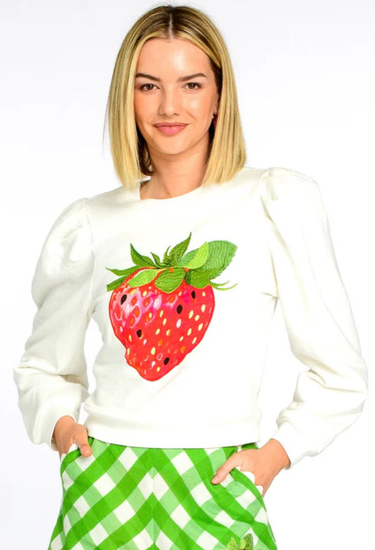 Jasmine Top in Strawberry Appliqué