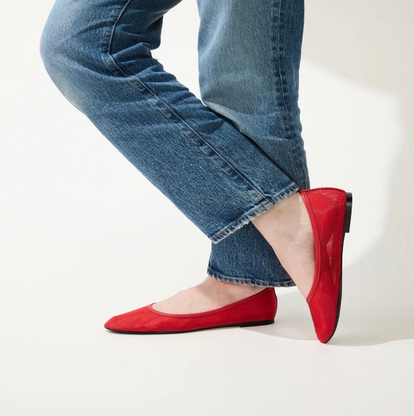 Sadie Ballet Flat in Red Mesh
