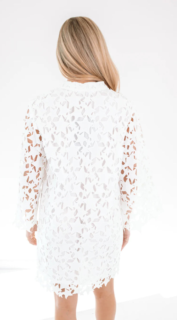 Star Lace Dress in White