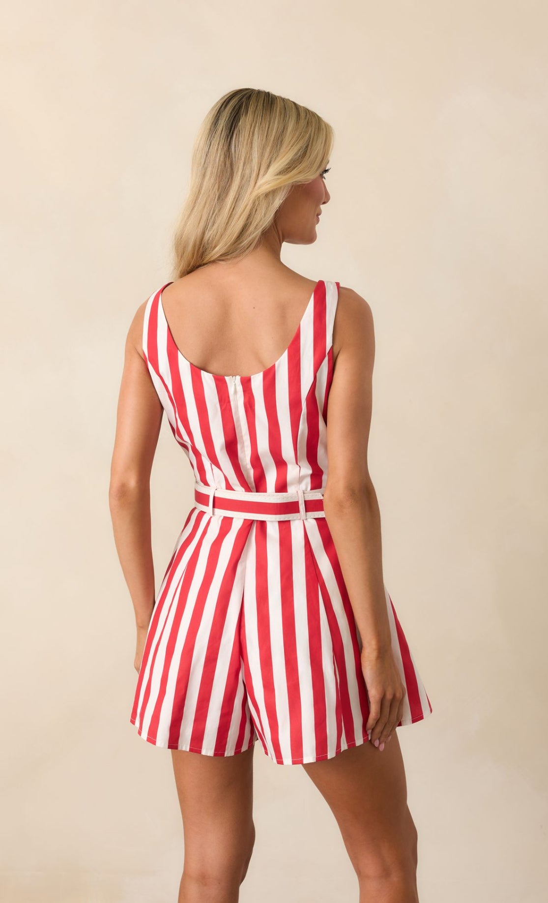 Alessandra Romper in Cherry Stripe
