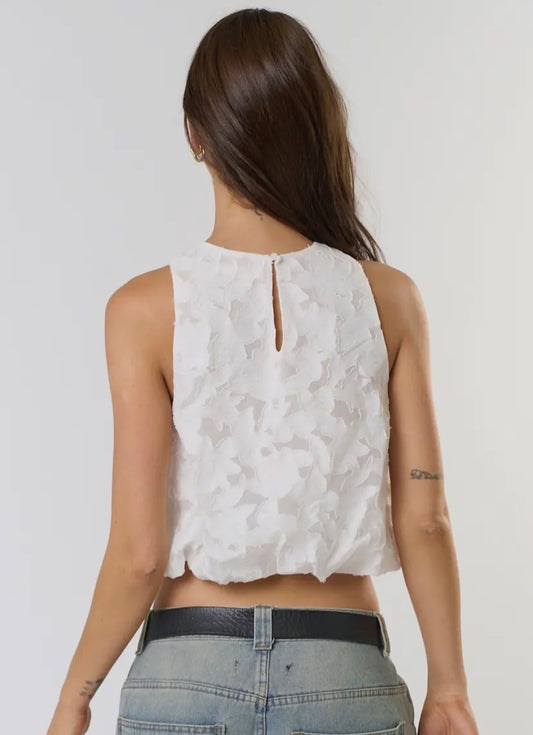 Jacquard Cropped Bubble Top