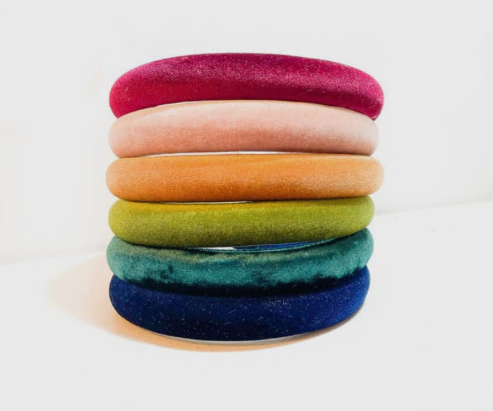 Denim Blue Thin Padded Velvet Headband