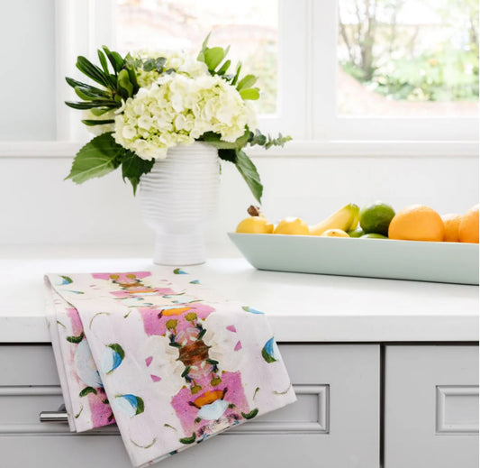 Laura Park Stained Monet’s Garden Pink Tea Towel