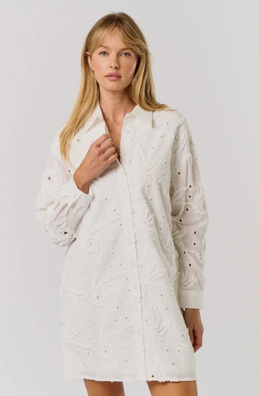 Textured Button Down Dress