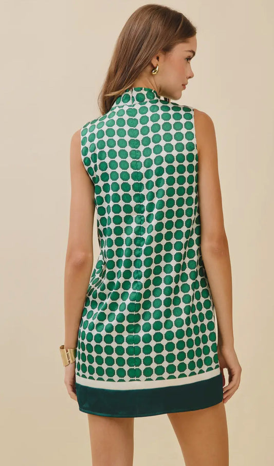 Geometric Neck Tie Dress-S