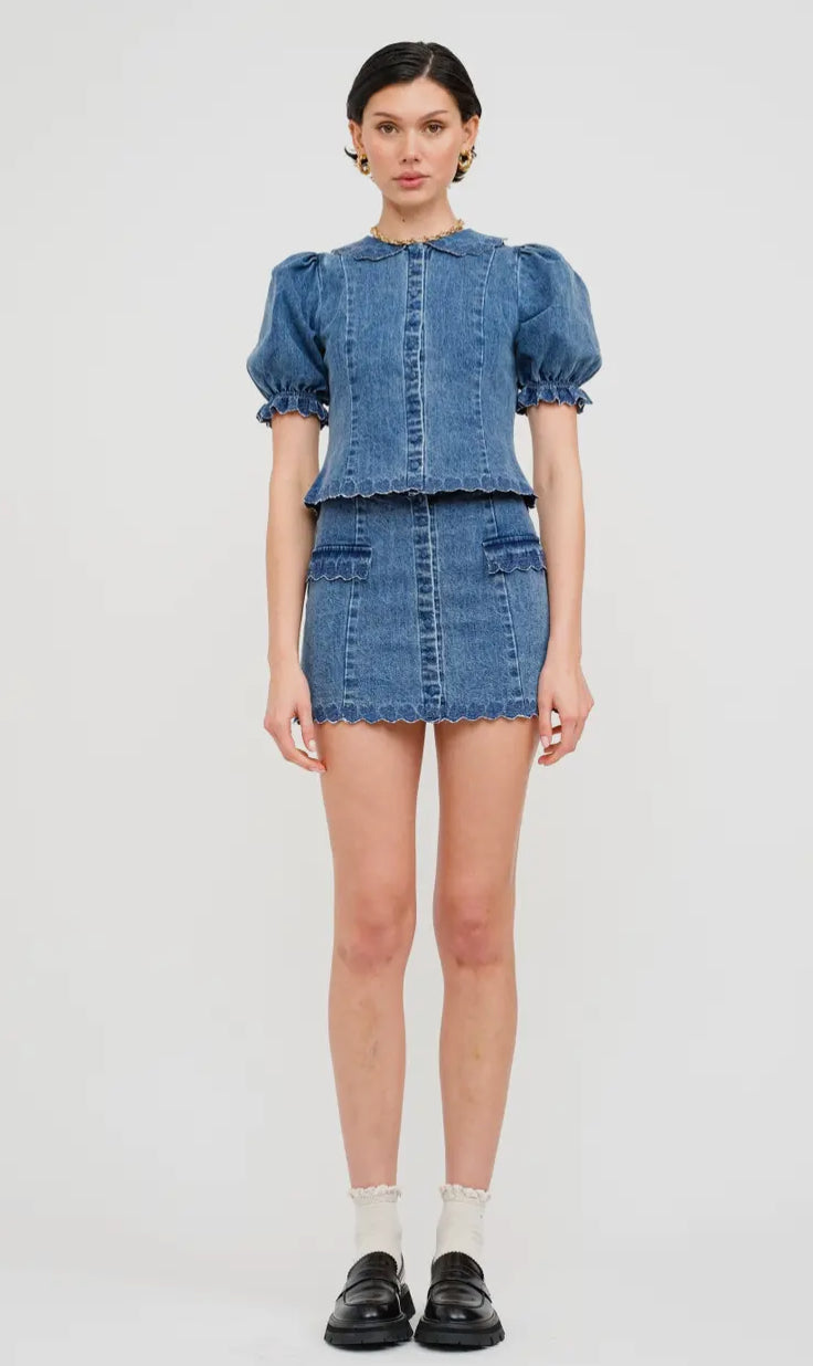 Jaelynn Denim Top Medium Wash