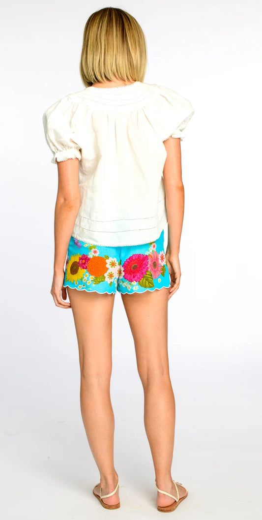 Josie Shorts in Wildflower Aqua-M