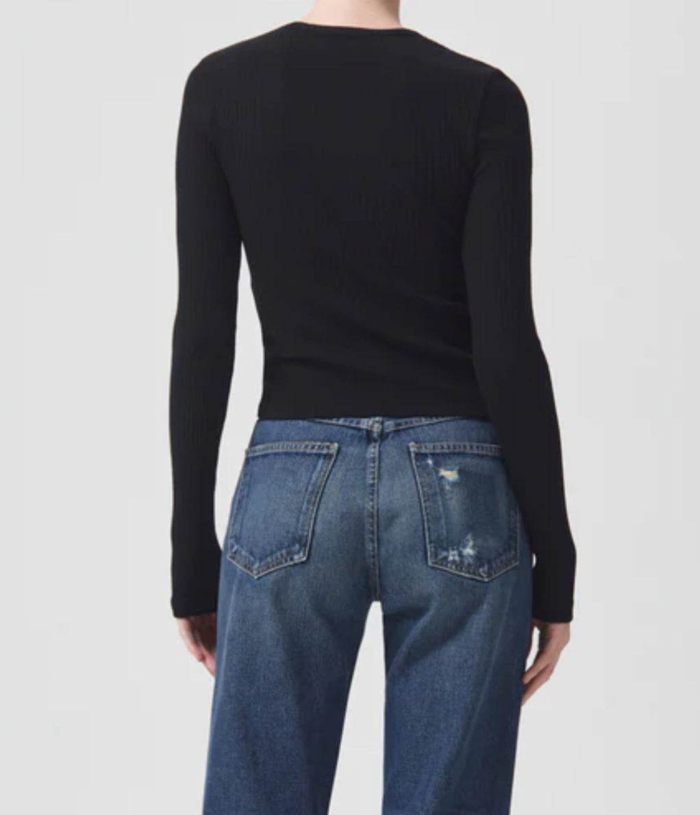 Alma Shrunken Crew Neck in Black