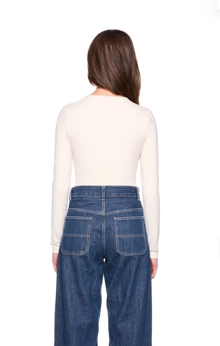 Susana Monaco Wide Crew Long Sleeve in Almond