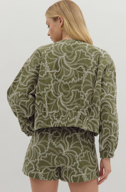 Olive Embroidered Jacket