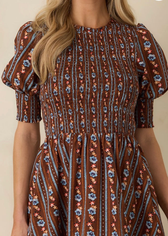 Etta Smocked Dress in Fireside Floral