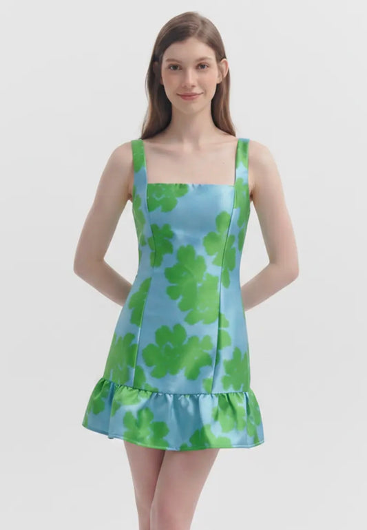 Lime Green/Blue Mini Dress