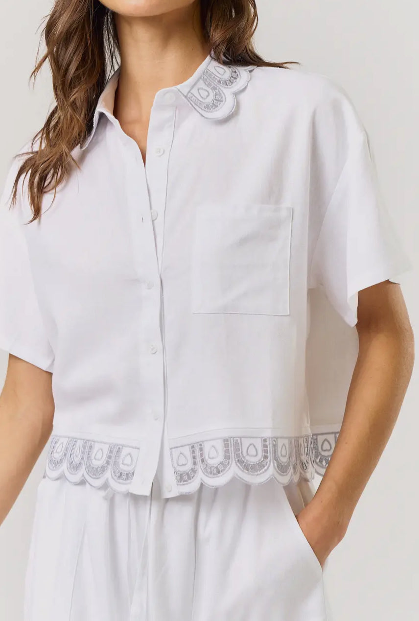 Embroidered Scallop Short Set