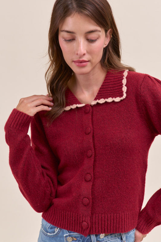 Burgundy Taupe Cardi-L