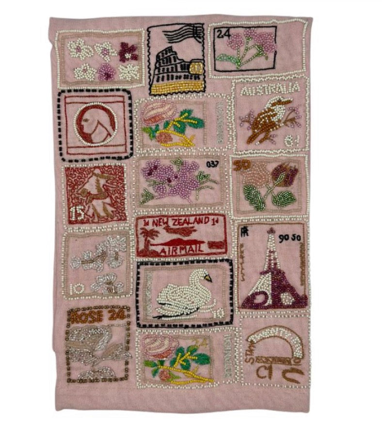 Stamps Beaded Tea Towel