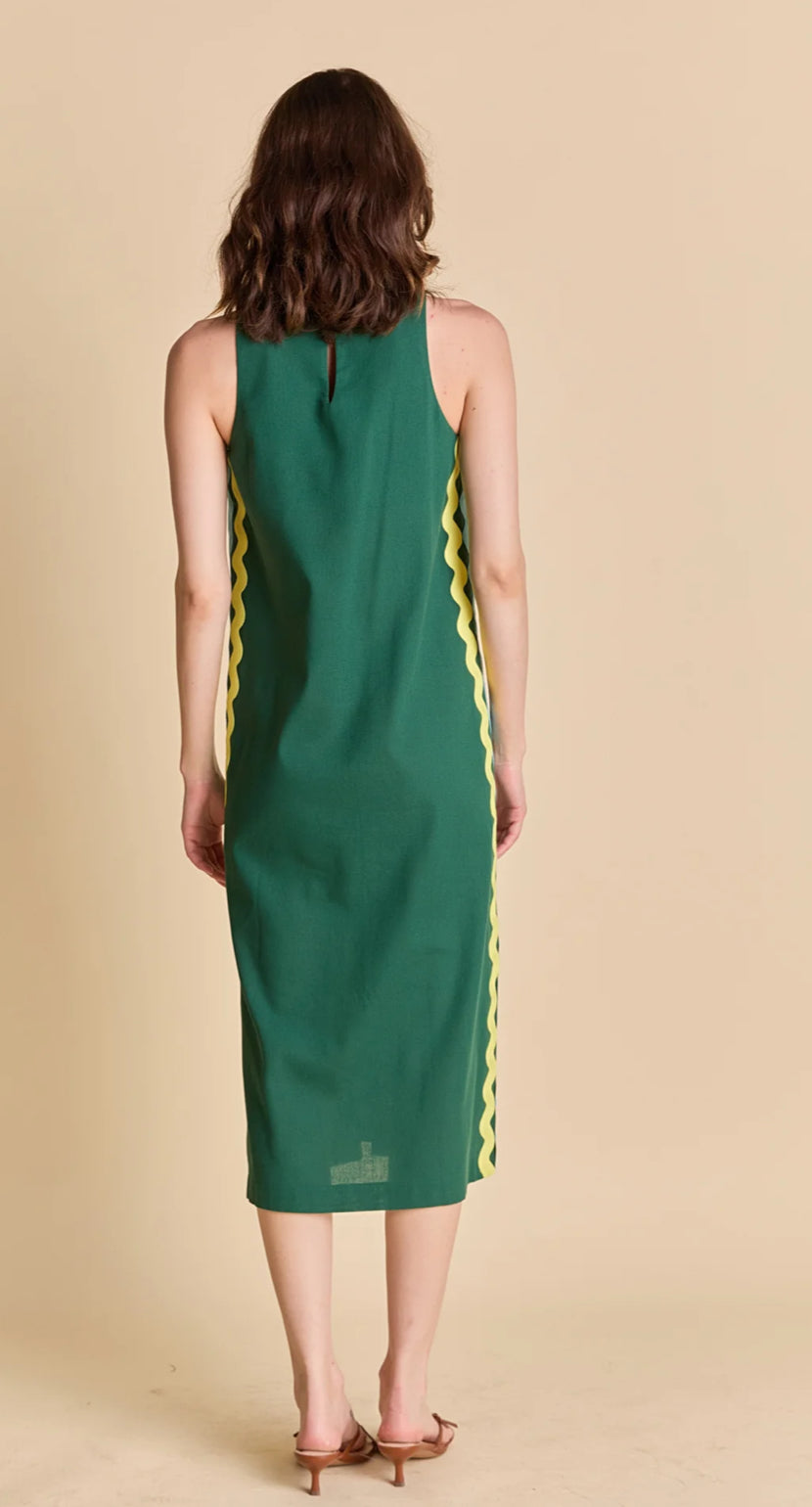 Green Ric Rac Midi Dress