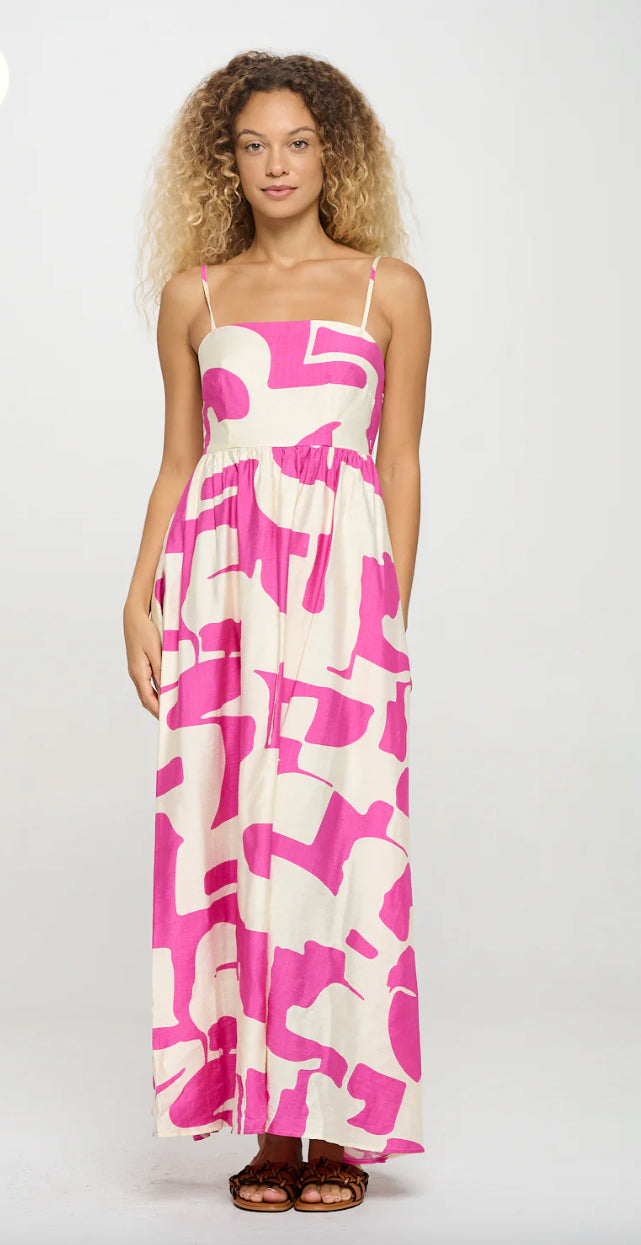 Fuchsia Wave Maxi Dress