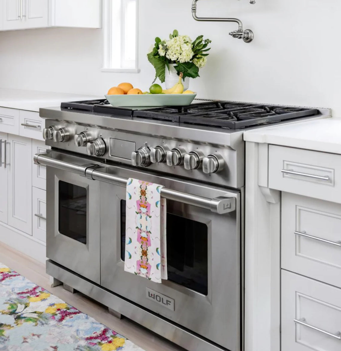 Laura Park Stained Monet’s Garden Pink Tea Towel