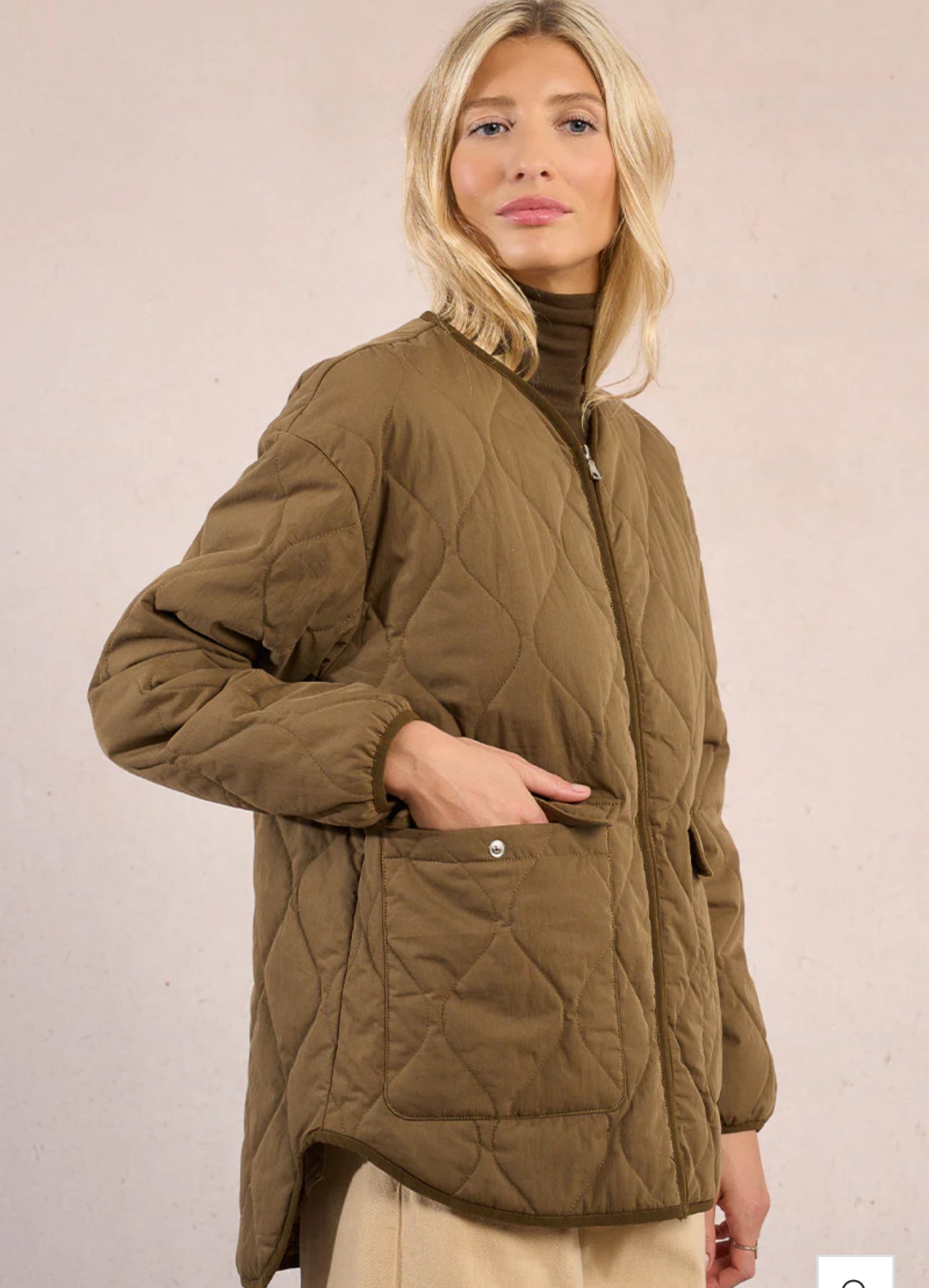 Dark Khaki Quilted Jacket