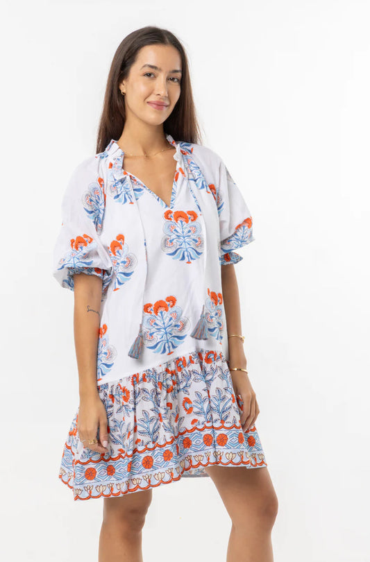 Claire Dress in Blue Orange-XS
