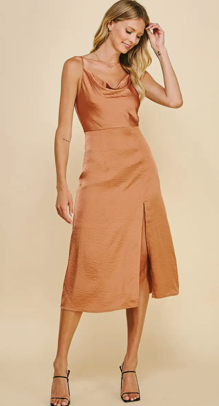 Copper Satin Midi