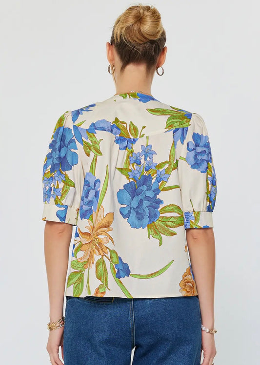 Floral Split Neck Top-S