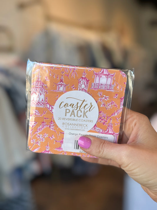 Orange Pagoda Paper Coasters
