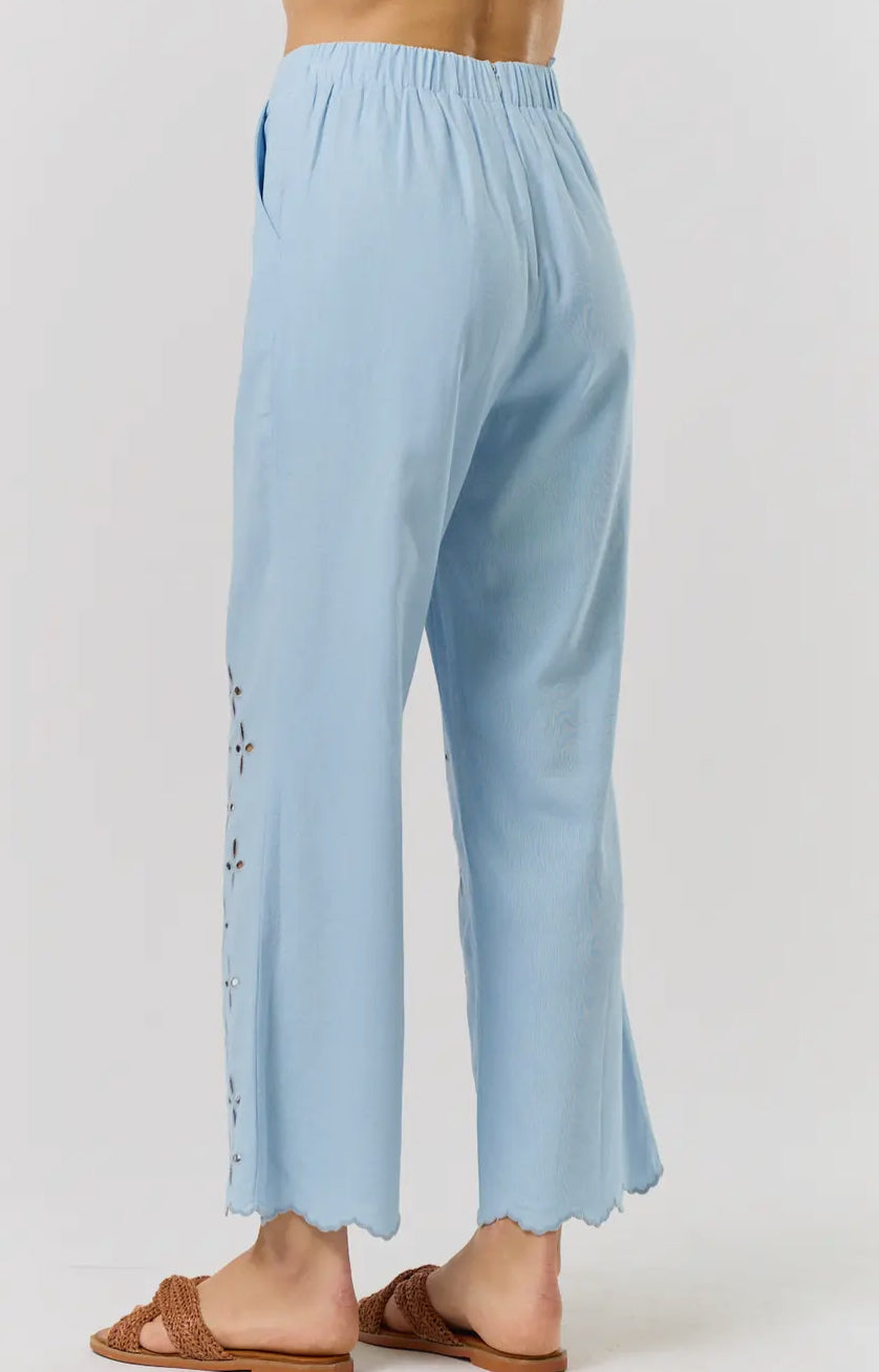 Scalloped Embroidered Pants