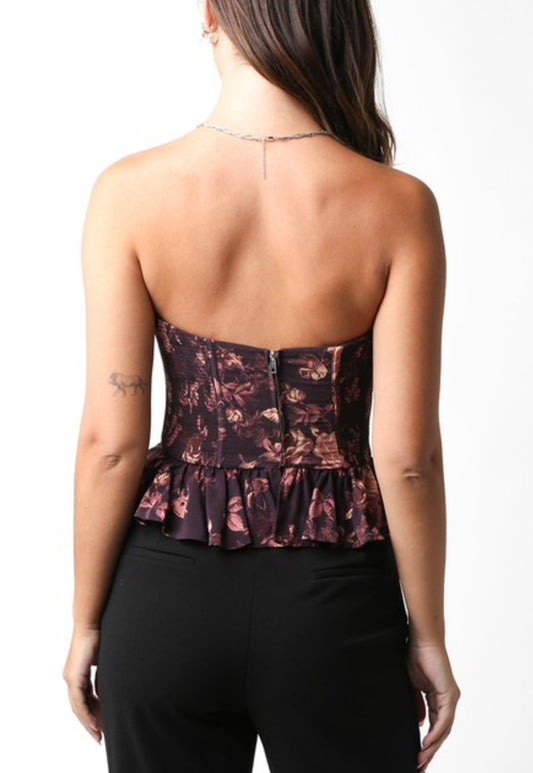 Brown Floral Top-L