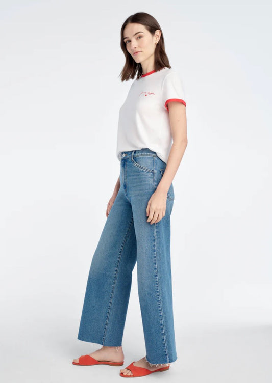 Favorite Daughter Ringer Tee White/Rouge