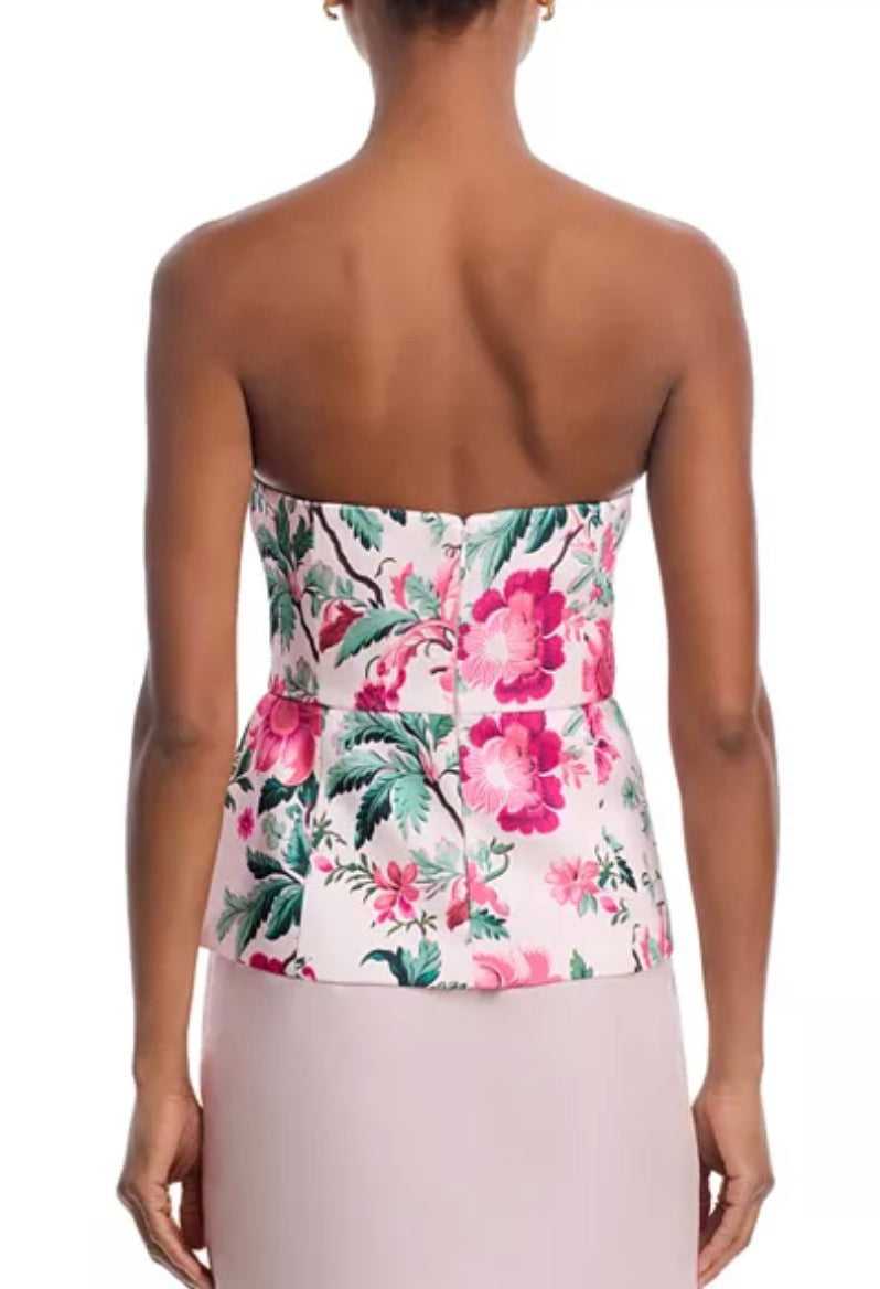 York Satin Flare Strapless Top