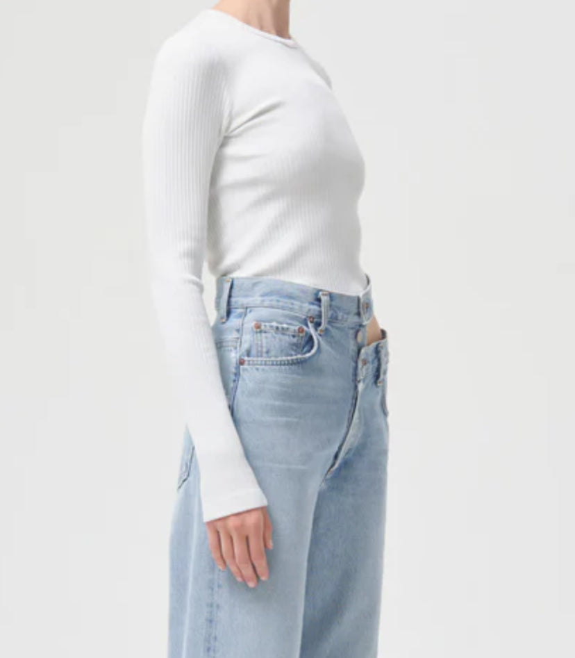 Alma Shrunken Crew Neck in Powder