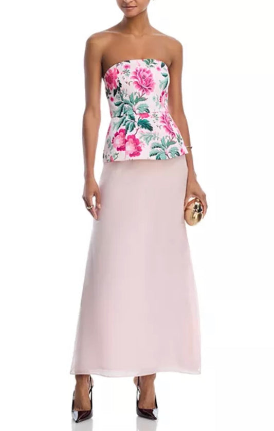 York Satin Flare Strapless Top