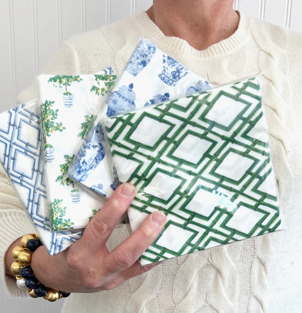Green Bamboo Trellis Cocktail Napkins