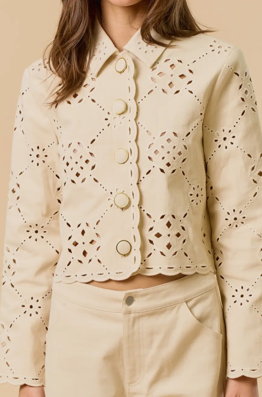Motif Jacket in Cream