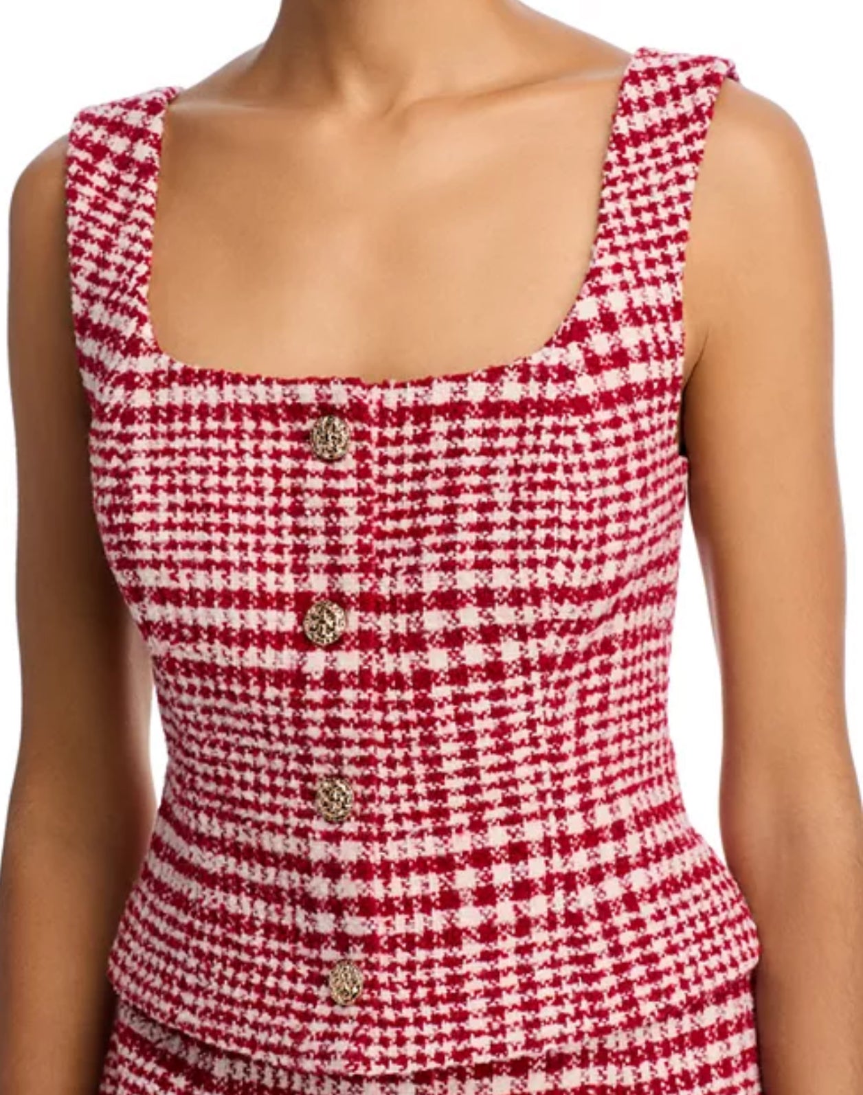 Scarlet Houndstooth Top