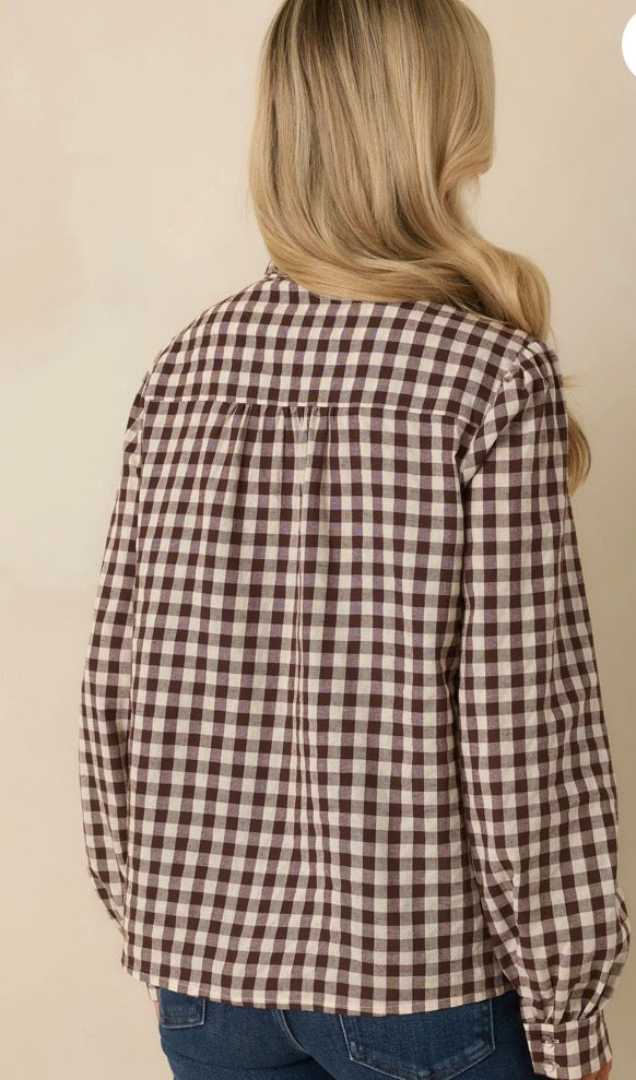 Parker Chocolate Check Blouse