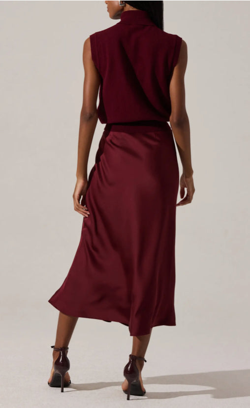 Windey Satin Midi Skirt-L