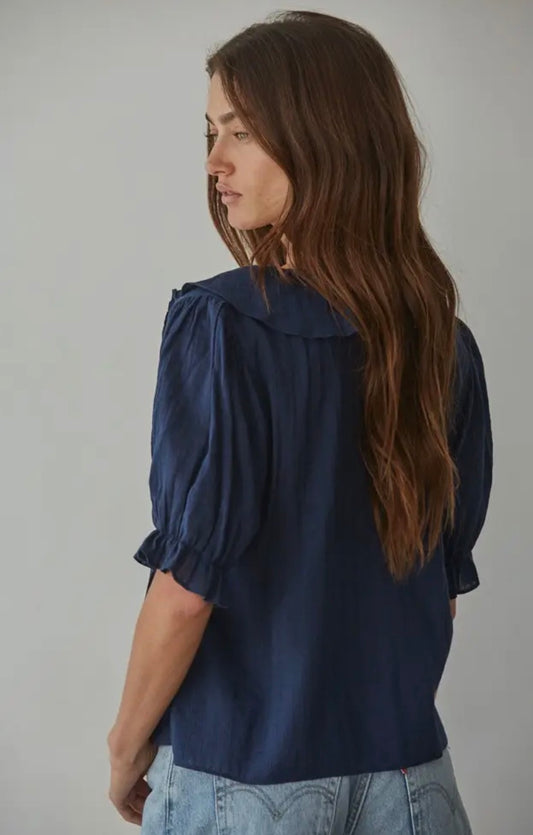 Button Down V Neck Top