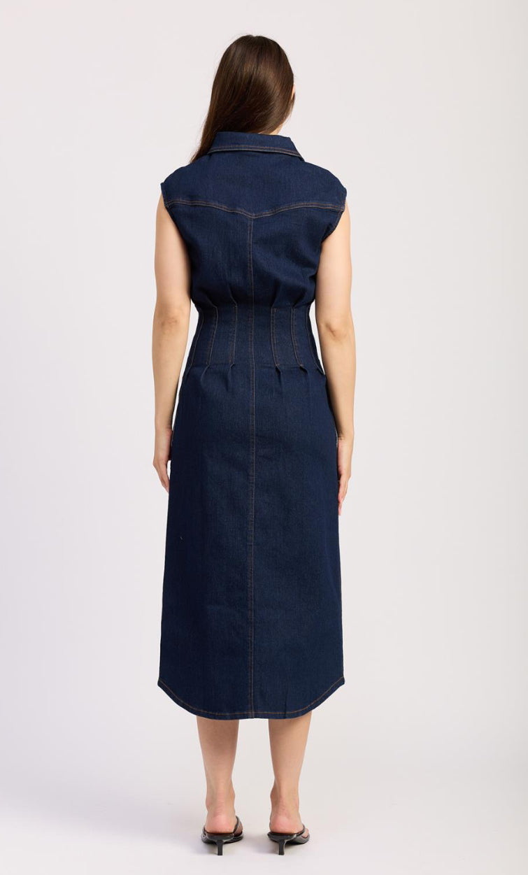 Eliana Midi Dress in Indigo