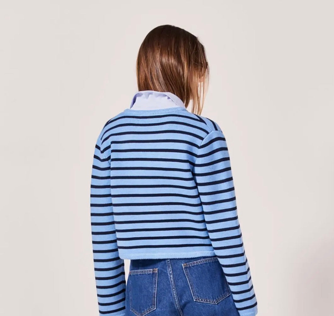 Navy & Blue Striped Cardigan