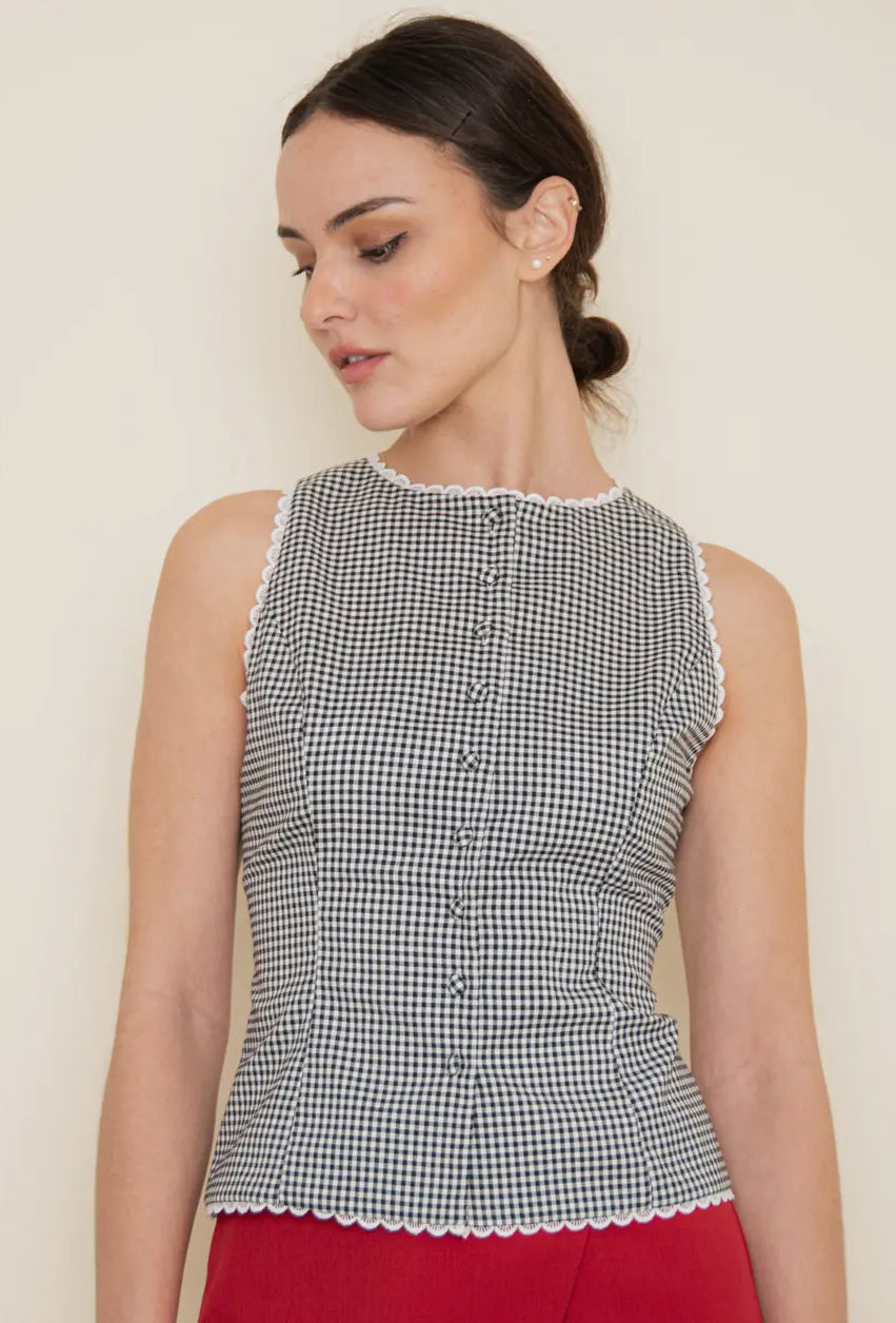 Plaid Crochet Gingham Vest