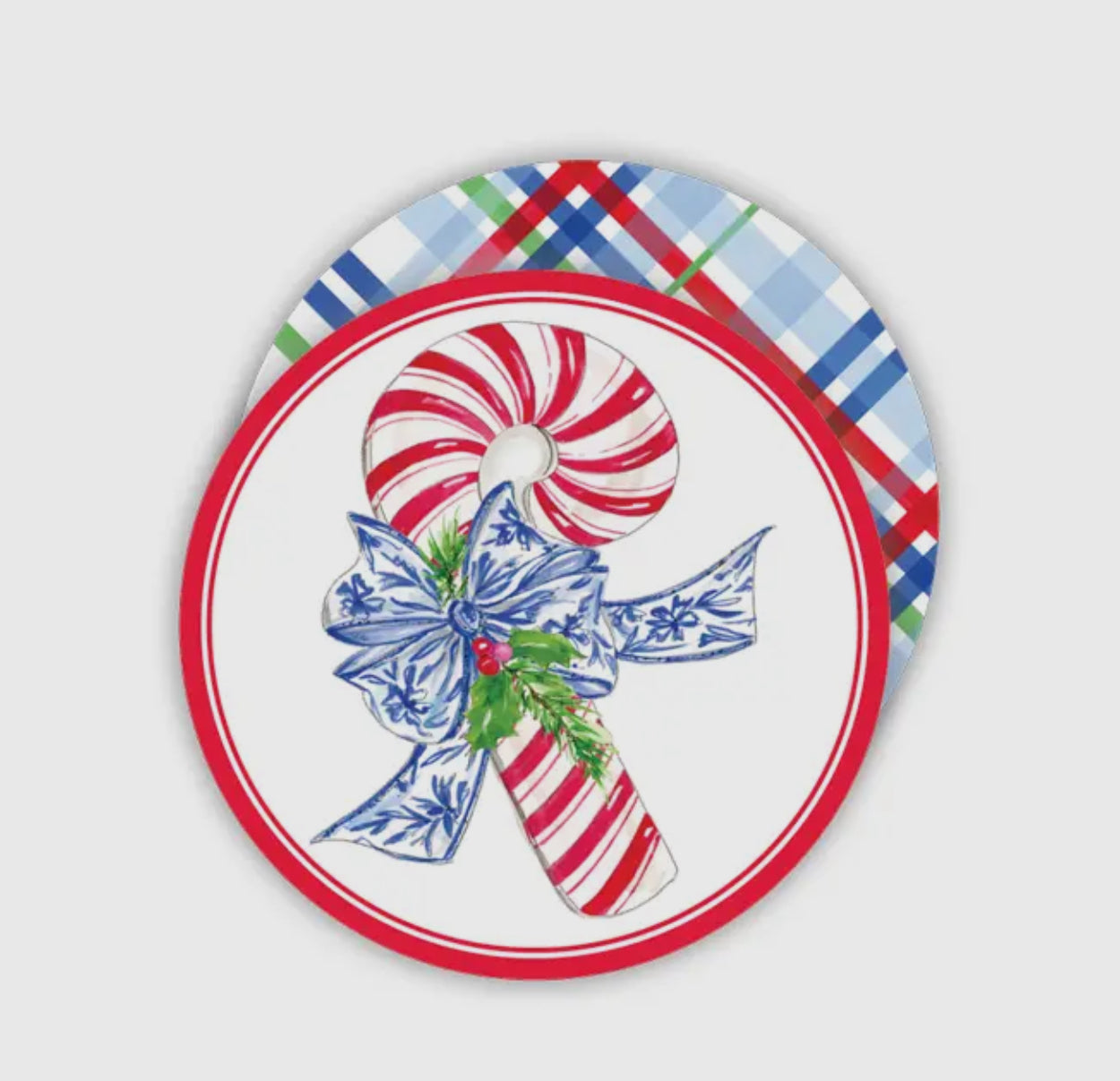 Candy Cane Blue Bow Coasters