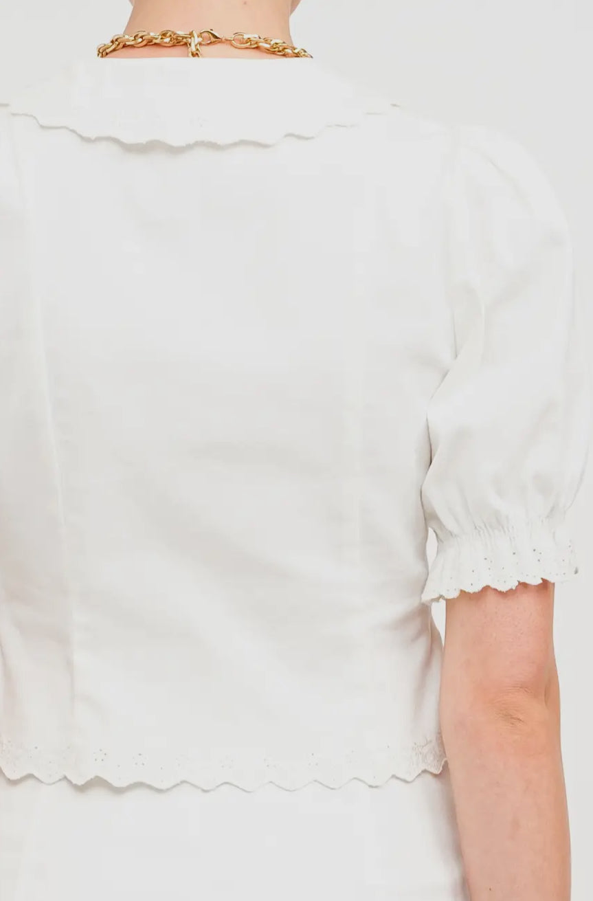 Jaelynn Off White Denim Top