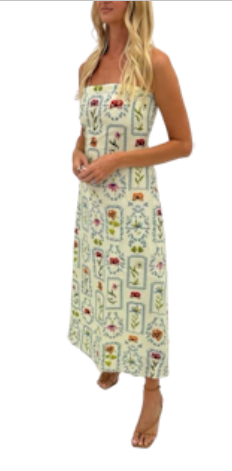 Wes Midi Dress in Mint Stamp