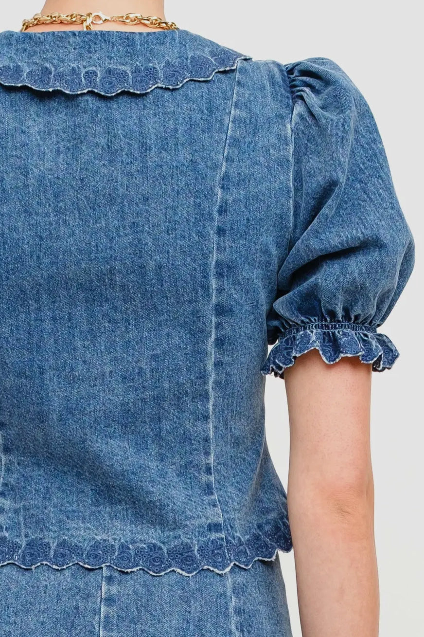 Jaelynn Denim Top Medium Wash