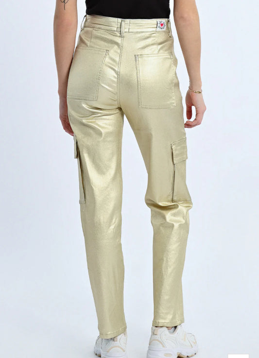Gold Coated Cargo Pant