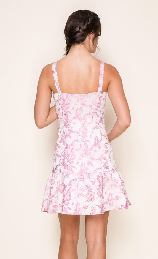 Pink Floral Jacquard Dress